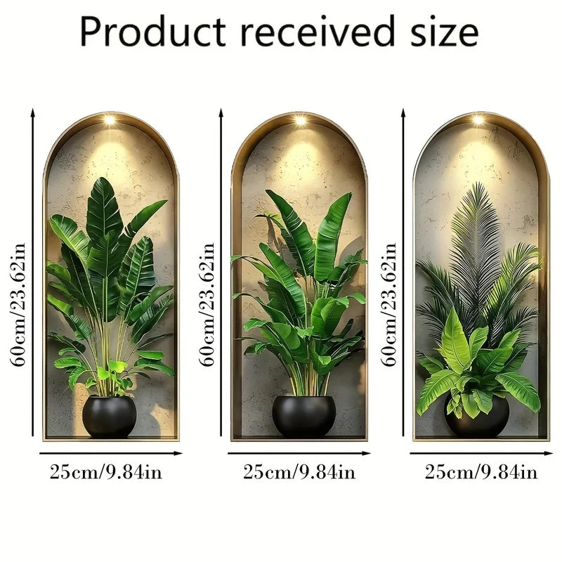 Vinilo Decorativo Plantas Acuarela 3D - Adhesivo Pared Hogar Nórdico
