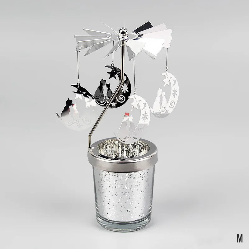 Portavelas Giratorio de Metal - Decoración Elegante