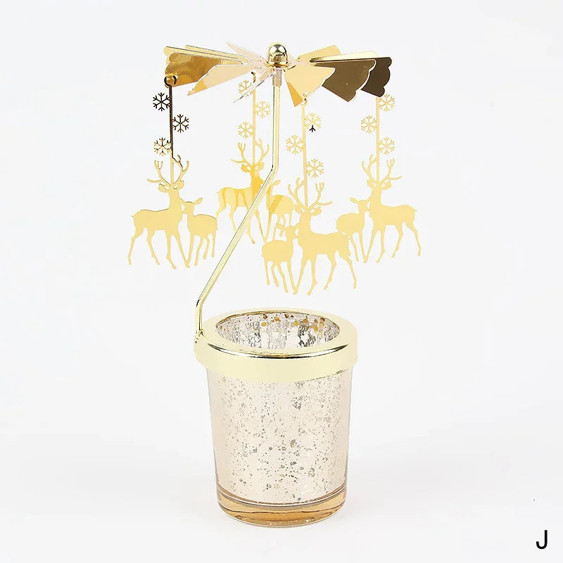 Portavelas Giratorio de Metal - Decoración Elegante