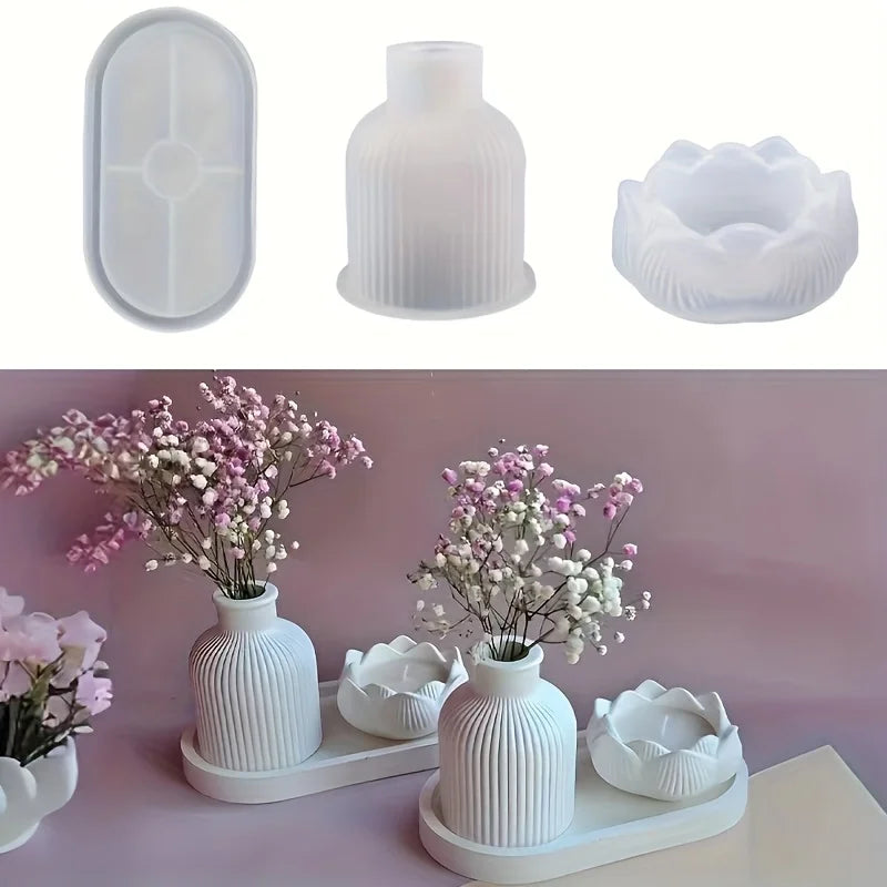 Jarrón Decorativo con Rayas Lotus - Diseño Minimalista Moderno