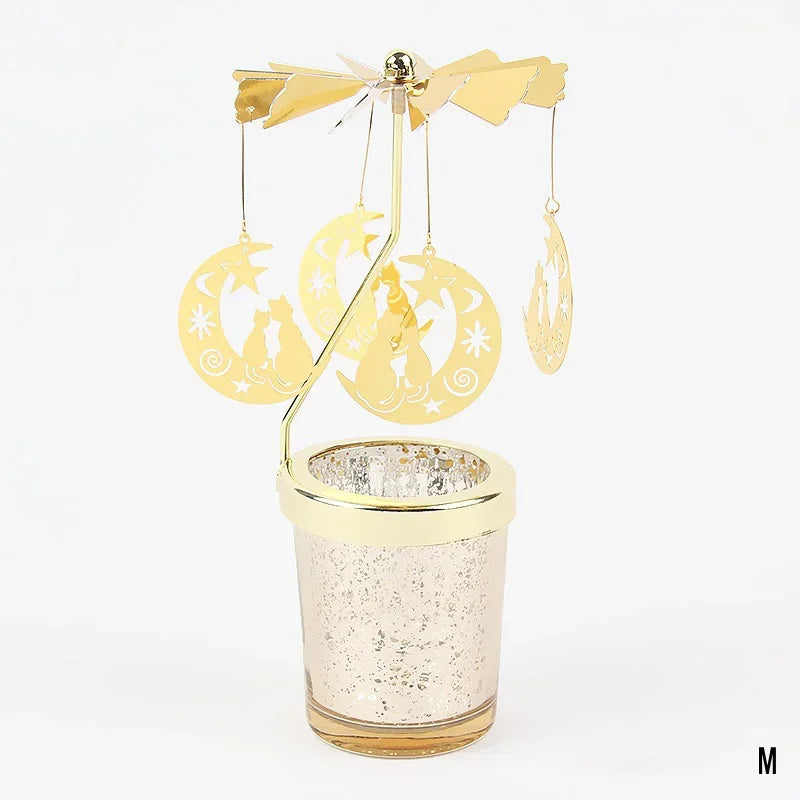 Portavelas Giratorio de Metal - Decoración Elegante