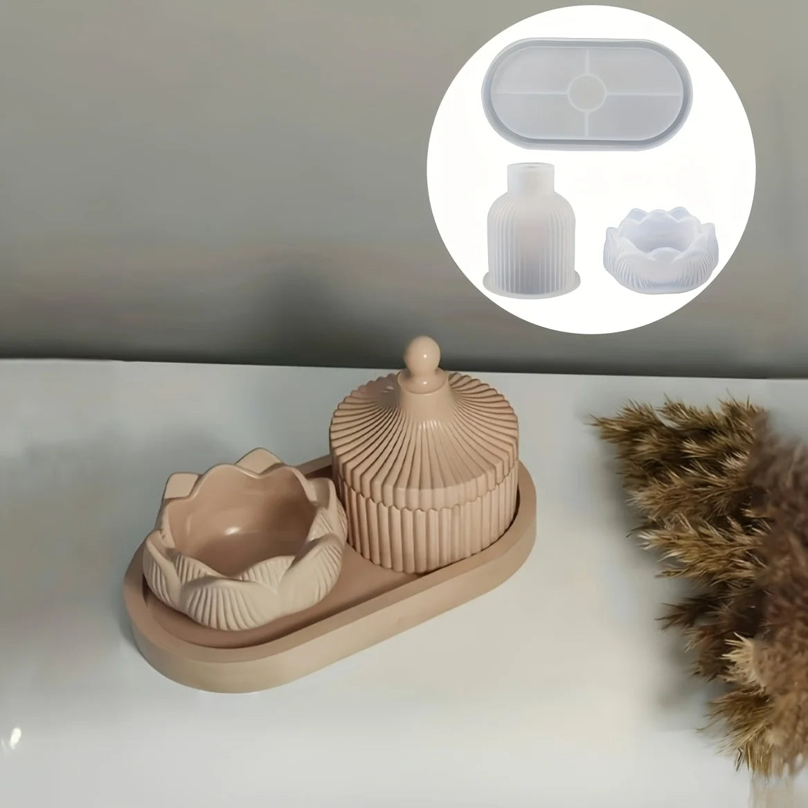 Jarrón Decorativo con Rayas Lotus - Diseño Minimalista Moderno