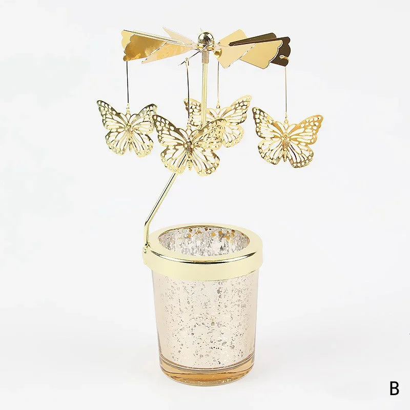 Portavelas Giratorio de Metal - Decoración Elegante