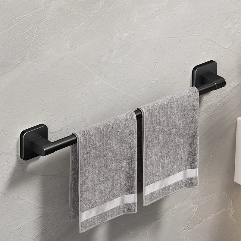 Organizador de Pared para Baño Sin Taladro - Toallero Negro Autoadhesivo