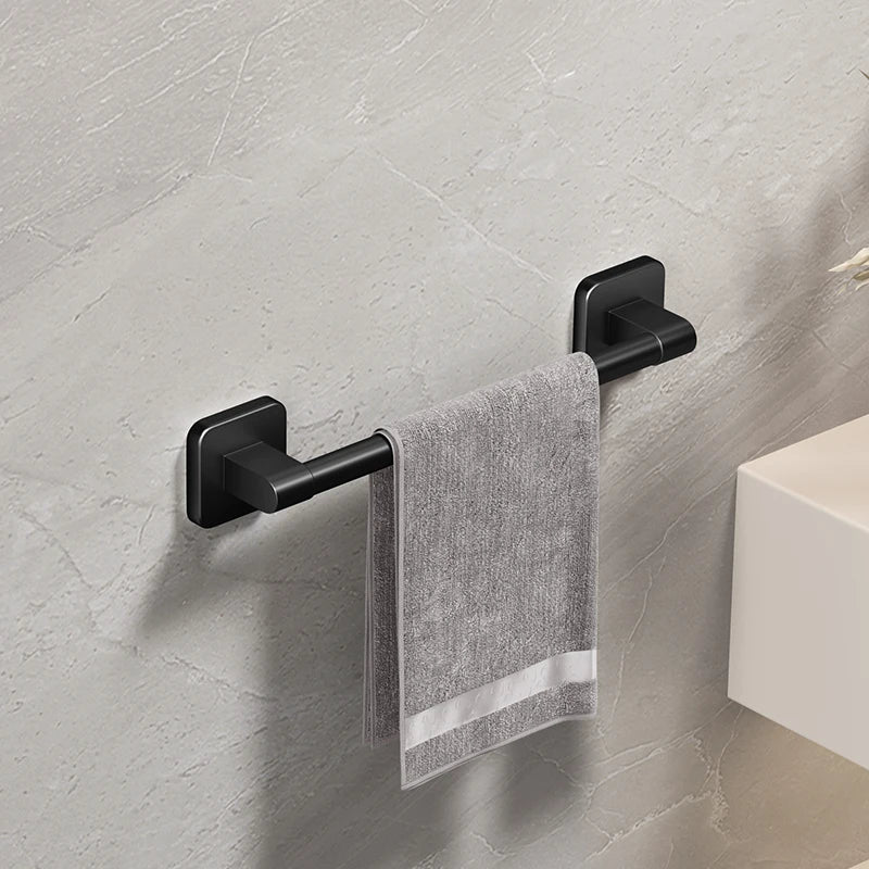 Organizador de Pared para Baño Sin Taladro - Toallero Negro Autoadhesivo