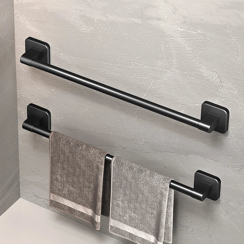 Organizador de Pared para Baño Sin Taladro - Toallero Negro Autoadhesivo